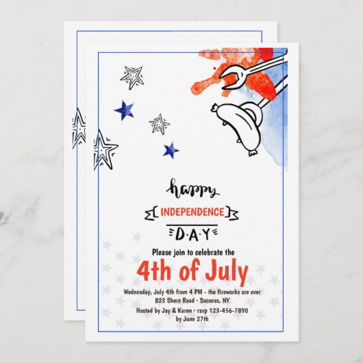 BBQ 2 van de Dag van de onafhankelijkheid Kaart (Voorkant / Achterkant)