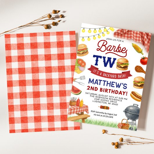 BBQ 2e verjaardagsuitnodiging Zomer Grill Verjaard Kaart