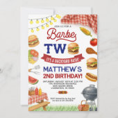 BBQ 2e verjaardagsuitnodiging Zomer Grill Verjaard Kaart (Voorkant)