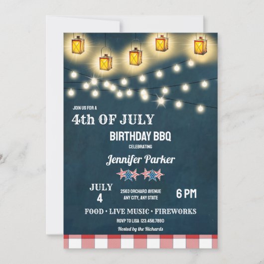 BBQ | 4 juli verjaardag Kaart (Voorkant)