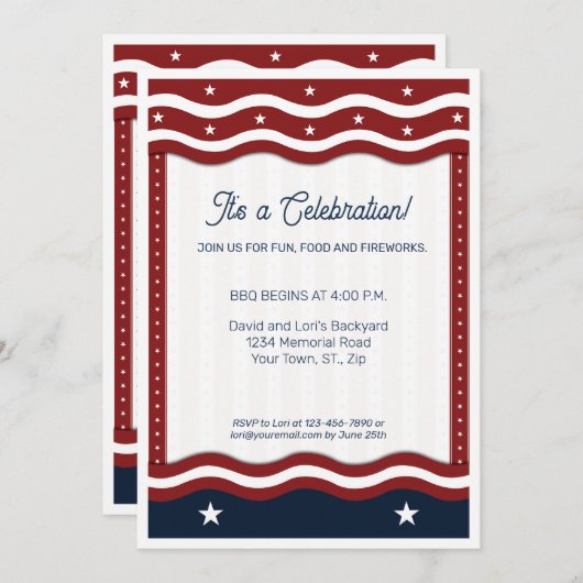 BBQ 4 van juli Feest Kaart (Voorkant / Achterkant)