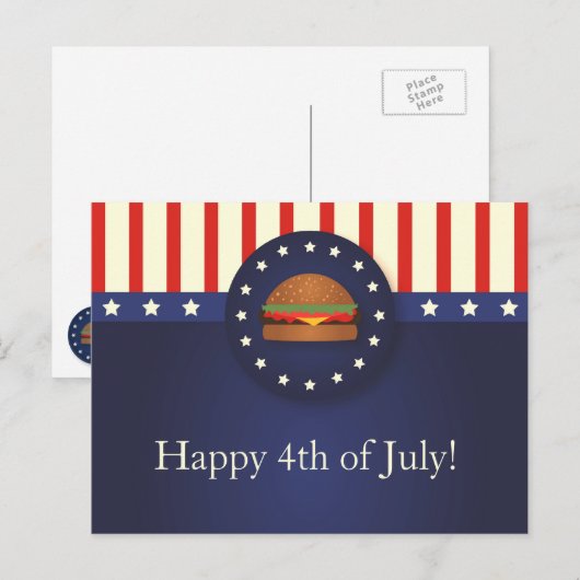 BBQ 4e van het Briefkaart van de Partij van juli (Voorkant / Achterkant)