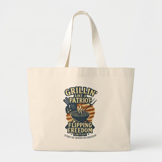 BBQ 4th of July – Flipping Freedom Since 1776 Grote Tote Bag (Voorkant)