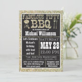 BBQ 50th Birthday Party Invitation Kaart (Staand voorkant)