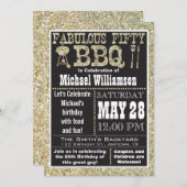 BBQ 50th Birthday Party Invitation Kaart (Voorkant / Achterkant)