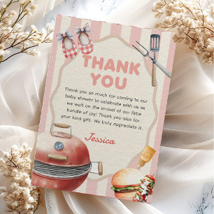 BBQ Achtertuin Baby-Q Baby shower Bedankt Card