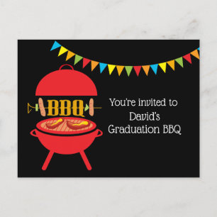 BBQ Afstudeer-BBQ, barbecue, bbq-grill, Uitnodiging Briefkaart