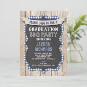 BBQ Afstuderen, afstuderen blauwe picknick Kaart (Staand voorkant)