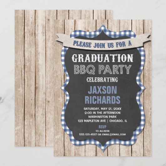 BBQ Afstuderen, afstuderen blauwe picknick Kaart (Voorkant / Achterkant)