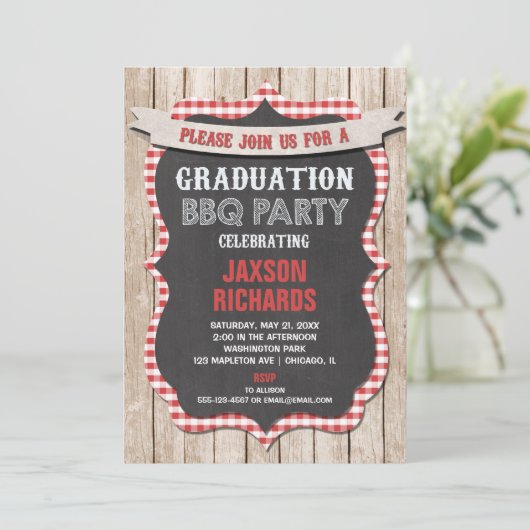 BBQ Afstuderen, afstuderen van picknparty Kaart (Staand voorkant)