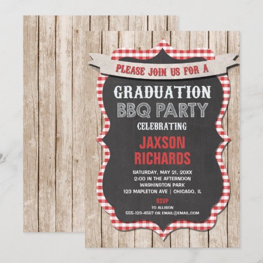 BBQ Afstuderen, afstuderen van picknparty Kaart (Voorkant / Achterkant)