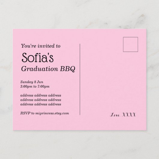 bbq Afstuderen BBQ, barbecue, bbq grill, Uitnodiging Briefkaart (Achterkant)