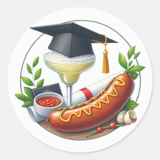 BBQ-Afstuderen Ronde Sticker (Voorkant)