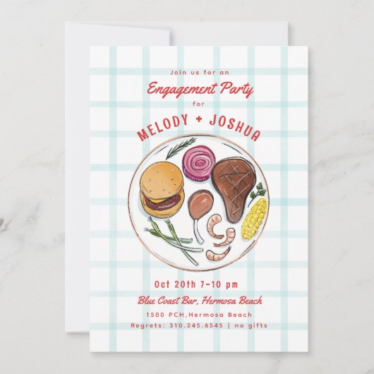 BBQ American Engagement Party Couple's Shower Kaart (Voorkant)