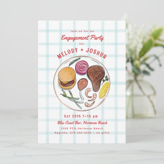 BBQ American Engagement Party Couple's Shower Kaart (Staand voorkant)