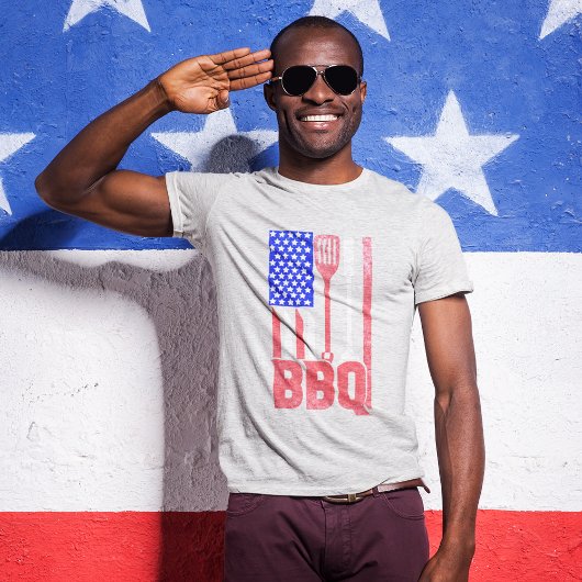 BBQ American Flag Faded T-shirt