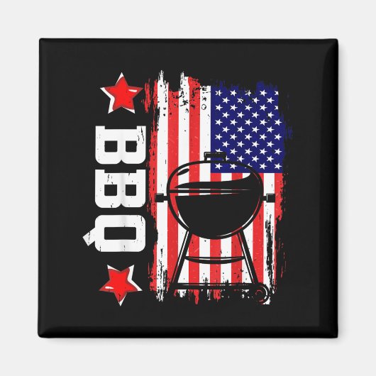 BBQ Amerikaanse Vlag Patriottische Grill Master Magneet (Voorkant)