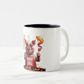 BBQ-baas - Pig Dad Grappig Grillen Tweekleurige Koffiemok (Voorkant rechts)