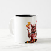 BBQ-baas - Pig Dad Grappig Grillen Tweekleurige Koffiemok (Voorkant links)