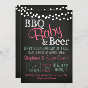 BBQ Baby Beer Baby-Q Book Card & Shower Invitation Kaart