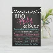 BBQ baby & bier krijtbord Baby Douche Uitnodiginge Kaart (Staand voorkant)