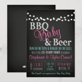 BBQ baby & bier krijtbord Baby Douche Uitnodiginge Kaart (Voorkant / Achterkant)