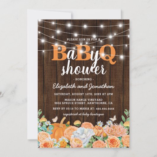 BBQ-Baby-koppels — Shower | Herfst BaByQ Barbecue Kaart (Voorkant)