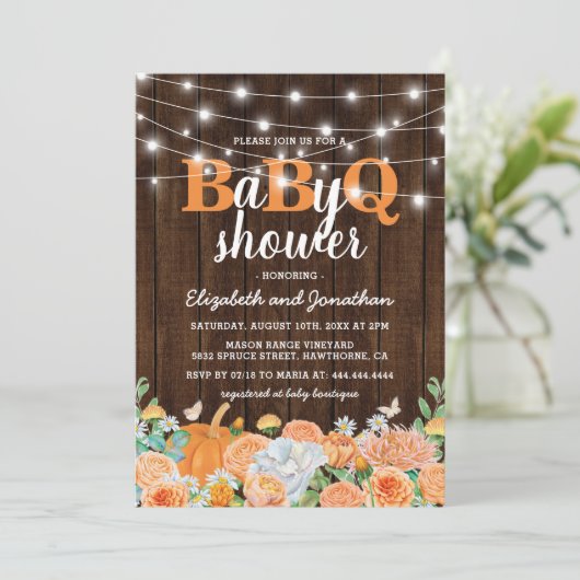 BBQ-Baby-koppels — Shower | Herfst BaByQ Barbecue Kaart (Staand voorkant)