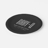 BBQ Baby Q Achtertuin Baby shower Barbeque Papieren Bordje (Gekanteld)