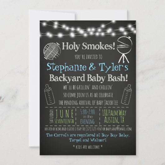 BBQ Baby-Q Baby shower Uitnodiging en Boek Kaart (Voorkant)