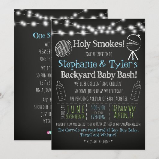 BBQ Baby-Q Baby shower Uitnodiging en Boek Kaart (Voorkant / Achterkant)