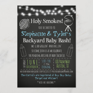 BBQ Baby-Q Baby shower Uitnodiging en Boek Kaart