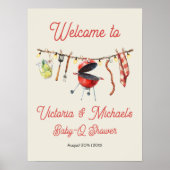 BBQ Baby-Q Baby shower waslijn Poster (Voorkant)