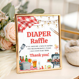 BBQ Baby-Q Luier Raffle Tafelbord Reclamebord Met Voetstuk