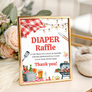 BBQ Baby-Q Luier Raffle Tafelbord Reclamebord Met Voetstuk