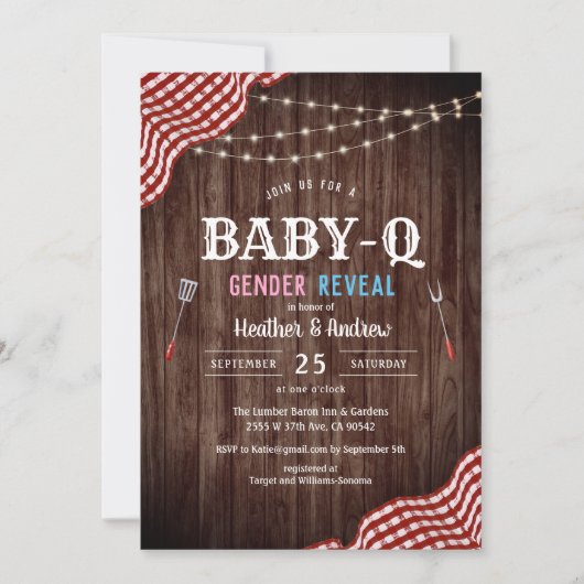 BBQ Baby shower Baby-Q Genderopenbaring Kaart (Voorkant)
