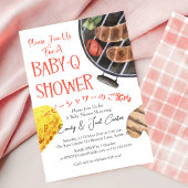 BBQ Baby shower BabyQ Grill Waterverf Red Gingham Kaart