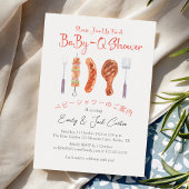 BBQ Baby shower BabyQ Grilling Utensil Red Gingham Kaart