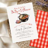 BBQ Baby shower BabyQ Pun Red Gingham Rustic Kaart