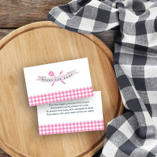 BBQ Baby shower Boeken voor Baby Vintage Roze Plai Informatiekaartje