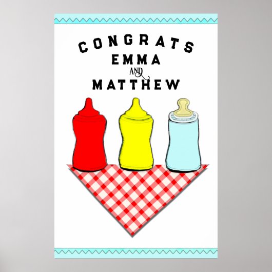 BBQ Baby shower Gefeliciteerd Poster (Voorkant)