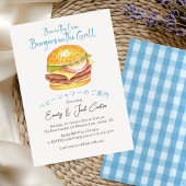 BBQ Baby shower Grill Burger Rustiek Blauw Gingham Kaart