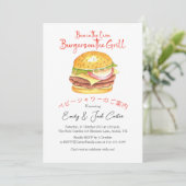 BBQ Baby shower Grill Burger Rustiek Red Gingham Kaart (Staand voorkant)
