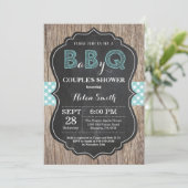 BBQ Baby shower Invitation Baby Q Achtertuin Aqua Kaart (Staand voorkant)