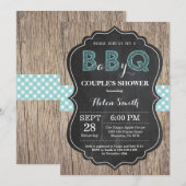 BBQ Baby shower Invitation Baby Q Achtertuin Aqua Kaart (Voorkant / Achterkant)