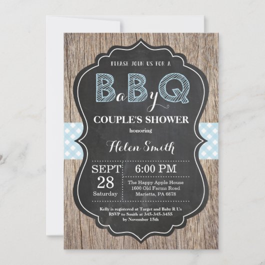 BBQ Baby shower Invitation Baby Q Backyard Boy Kaart (Voorkant)