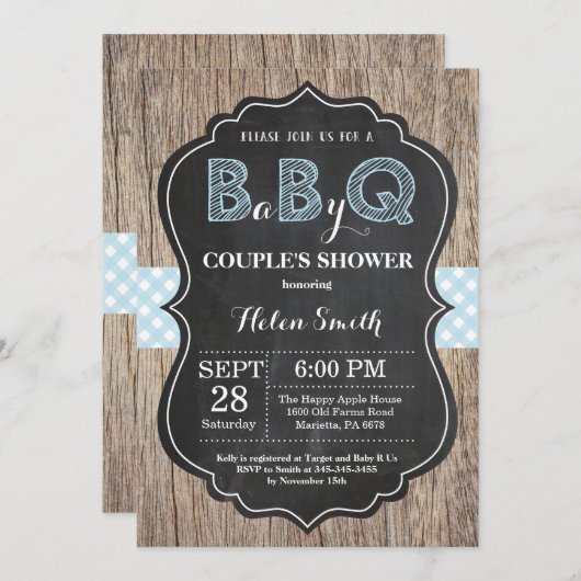 BBQ Baby shower Invitation Baby Q Backyard Boy Kaart (Voorkant / Achterkant)
