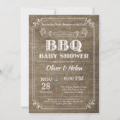 BBQ Baby shower Invitation Burlap Kaart (Voorkant)