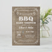 BBQ Baby shower Invitation Burlap  Kaart (Staand voorkant)