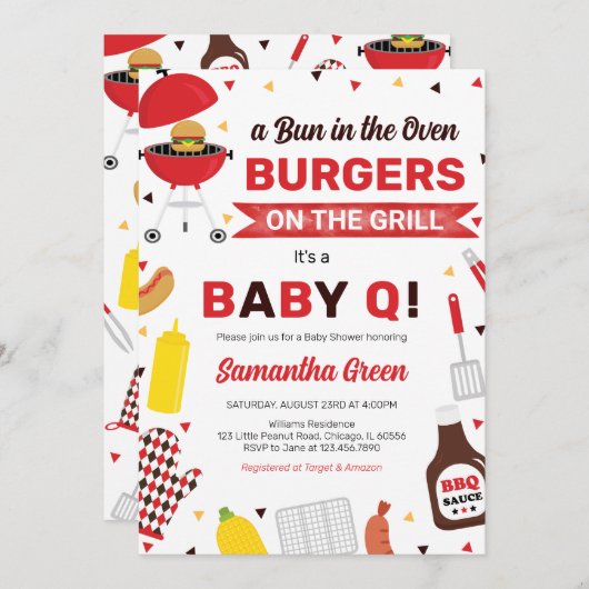 BBQ-Baby shower Kaart (Voorkant / Achterkant)